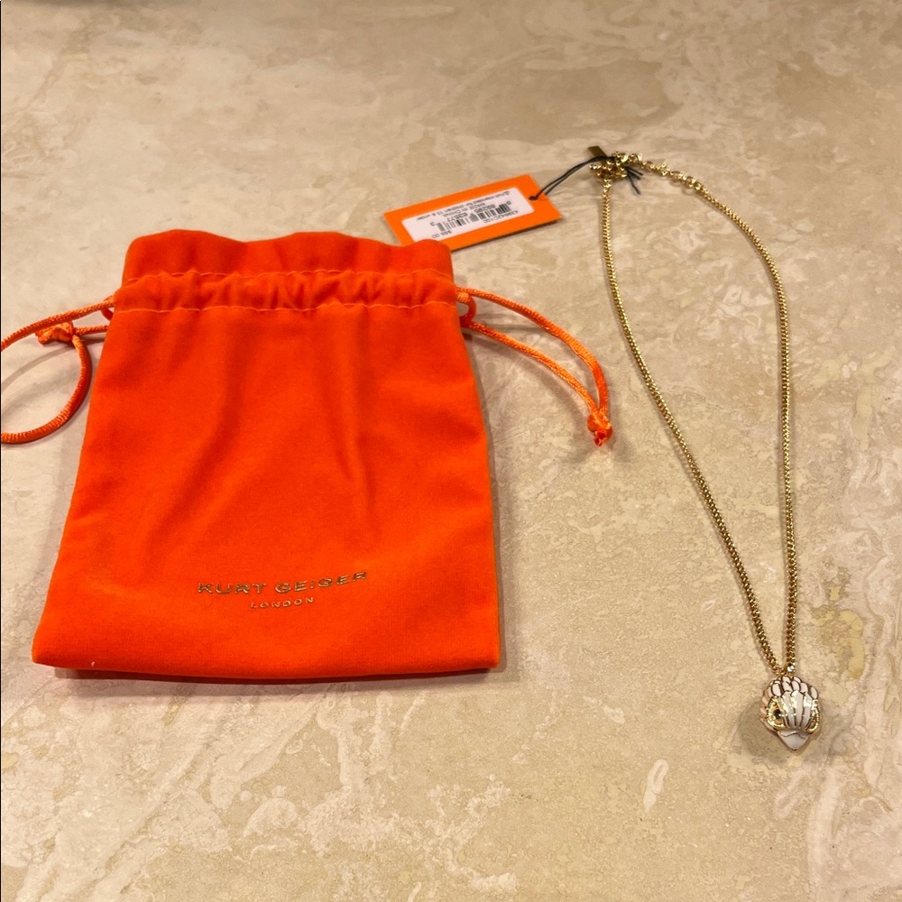 Kurt Geiger White Enamel Eagle Head Necklace